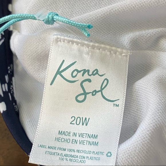 Plus Size Shirred Tankini Top -Navy Blue Geometric - Picture 10 of 11